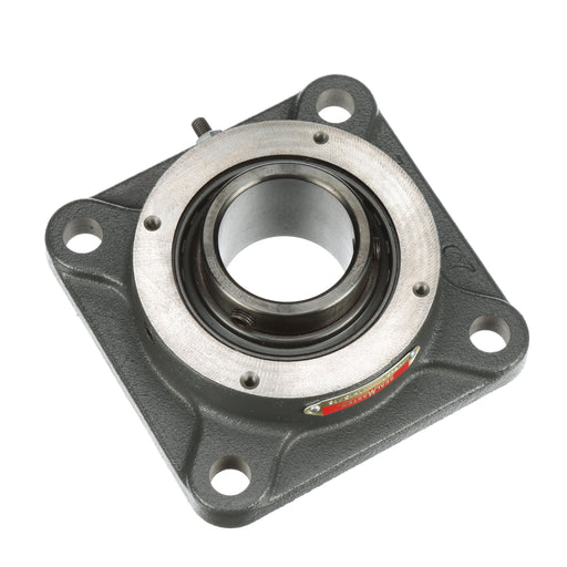 Sealmaster HF-31 Mounted Ball Bearings, Black Oxide Bearing, 4 Bolt Flange Bearings, 1-15/16" Diameter, Cast Iron Housing, Set Screw Locking, Felt Labyrinth Seal, Wide Inner Race