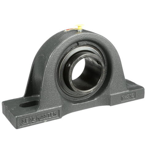 Sealmaster NP-47 Mounted Ball Bearings, Black Oxide Bearing, Pillow Block Bearings, 2-15/16" Diameter, Cast Iron Housing, Set Screw Locking, Felt Labyrinth Seal, Wide Inner Race