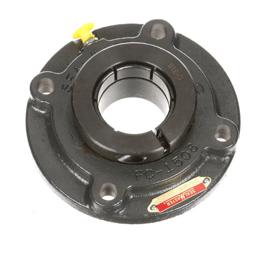 Sealmaster SFC-32RT Mounted Ball Bearings, Black Oxide Bearing, 4 Bolt Piloted Flange Bearings, 2" Diameter, Cast Iron Housing, Concentric Locking, Felt Labyrinth Seal, Wide Inner Race