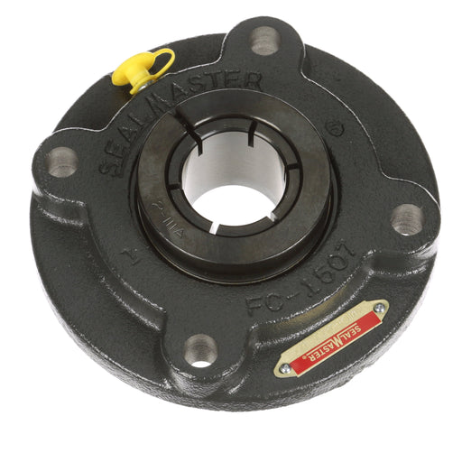 Sealmaster MFCH-24T HT Mounted Ball Bearings, Black Oxide Bearing, 4 Bolt Piloted Flange Bearings, 1-1/2" Diameter, Cast Iron Housing, Concentric Locking, Nomex Seal, High Temperature Seal, High Temperature Grease, Wide Inner Race