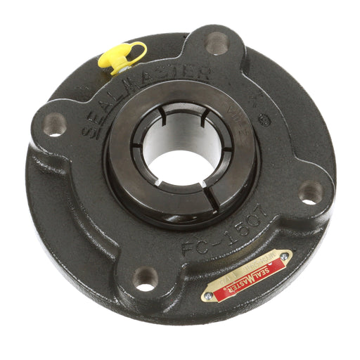 Sealmaster MFCH-24TC Mounted Ball Bearings, Black Oxide Bearing, 4 Bolt Piloted Flange Bearings, 1-1/2" Diameter, Cast Iron Housing, Concentric Locking, Contact Seal, Wide Inner Race