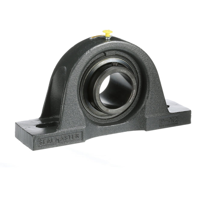 Sealmaster MPD-43 CXU Mounted Ball Bearings, Black Oxide Bearing, Pillow Block Bearings, 2-11/16" Diameter, Cast Iron Housing, Double Set Screw Locking, Felt Labyrinth Seal, Air Handling Housing Fit, Wide Inner Race