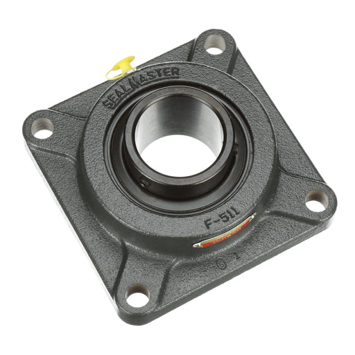 Sealmaster SF-212 Mounted Ball Bearings, Black Oxide Bearing, 4 Bolt Flange Bearings, 60mm Diameter, Cast Iron Housing, Set Screw Locking, Felt Labyrinth Seal, Wide Inner Race