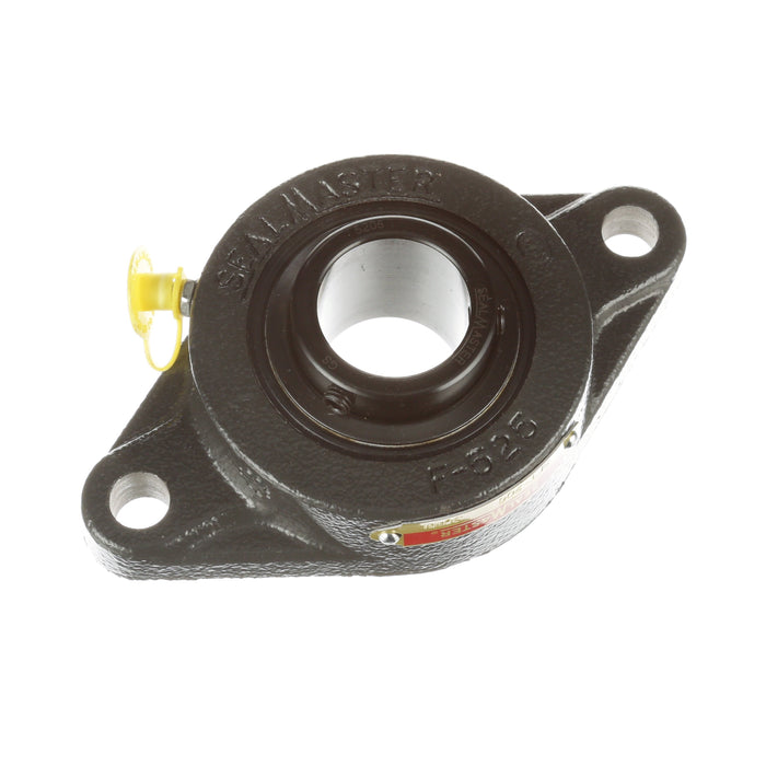 Sealmaster SFT-206 Mounted Ball Bearings, Black Oxide Bearing, 2 Bolt Flange Bearings, 30mm Diameter, Cast Iron Housing, Set Screw Locking, Felt Labyrinth Seal, Wide Inner Race