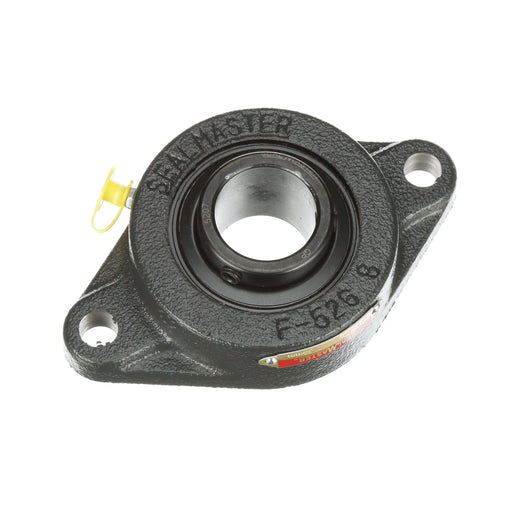 Sealmaster SFT-207 Mounted Ball Bearings, Black Oxide Bearing, 2 Bolt Flange Bearings, 35mm Diameter, Cast Iron Housing, Set Screw Locking, Felt Labyrinth Seal, Wide Inner Race