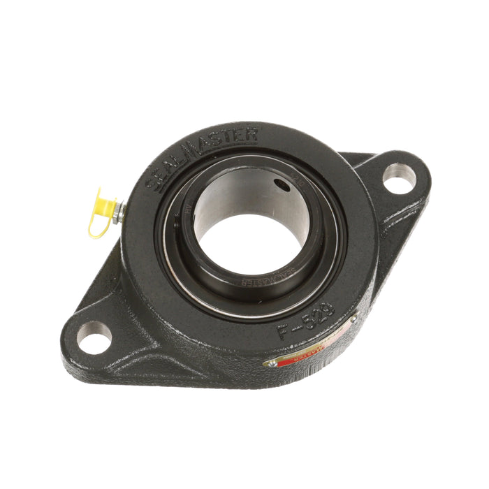 Sealmaster SFT-210 Mounted Ball Bearings, Black Oxide Bearing, 2 Bolt Flange Bearings, 50mm Diameter, Cast Iron Housing, Set Screw Locking, Felt Labyrinth Seal, Wide Inner Race