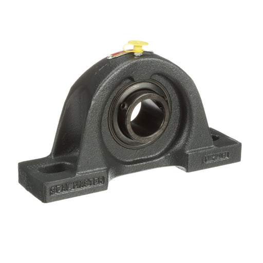 Sealmaster SP-207 Mounted Ball Bearings, Black Oxide Bearing, Pillow Block Bearings, 35mm Diameter, Cast Iron Housing, Set Screw Locking, Felt Labyrinth Seal, Wide Inner Race