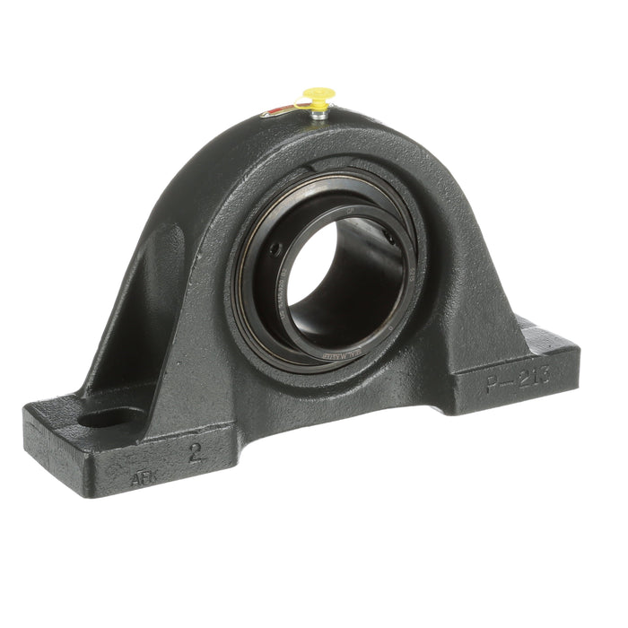 Sealmaster SP-215 Mounted Ball Bearings, Black Oxide Bearing, Pillow Block Bearings, 75mm Diameter, Cast Iron Housing, Set Screw Locking, Felt Labyrinth Seal, Wide Inner Race