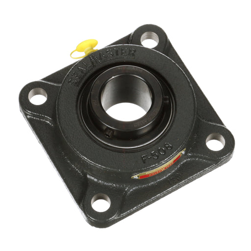 Sealmaster MSF-307 Mounted Ball Bearings, Black Oxide Bearing, 4 Bolt Flange Bearings, 35mm Diameter, Cast Iron Housing, Set Screw Locking, Felt Labyrinth Seal, Wide Inner Race