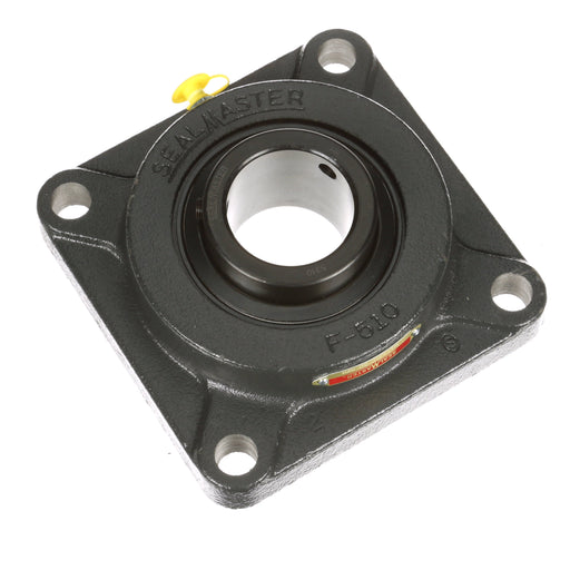 Sealmaster MSF-311 Mounted Ball Bearings, Black Oxide Bearing, 4 Bolt Flange Bearings, 55mm Diameter, Cast Iron Housing, Set Screw Locking, Felt Labyrinth Seal, Wide Inner Race