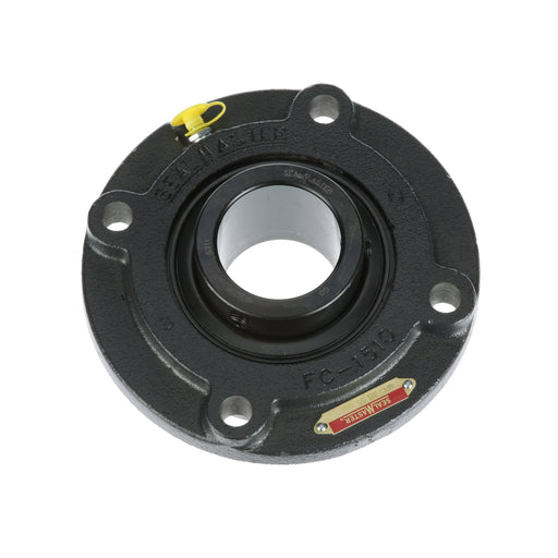 Sealmaster MFC-311 Mounted Ball Bearings, Black Oxide Bearing, 4 Bolt Piloted Flange Bearings, 55mm Diameter, Cast Iron Housing, Set Screw Locking, Felt Labyrinth Seal, Wide Inner Race