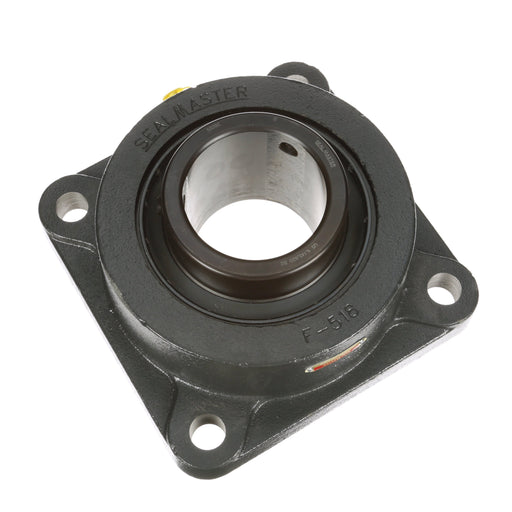 Sealmaster MSF-320C Mounted Ball Bearings, Black Oxide Bearing, 4 Bolt Flange Bearings, 2" Diameter, Cast Iron Housing, Set Screw Locking, Contact Seal, Wide Inner Race