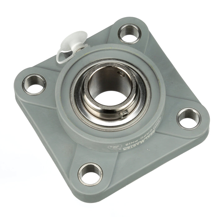 Sealmaster CRFC-PN20 Mounted Ball Bearings, Phosphorous Nickel Coated Bearing, 4 Bolt Flange Bearings, 1-1/4" Diameter, Thermoplastic Housing,  Set Screw Locking, High Performance Seal (HPS), Wide Inner Race