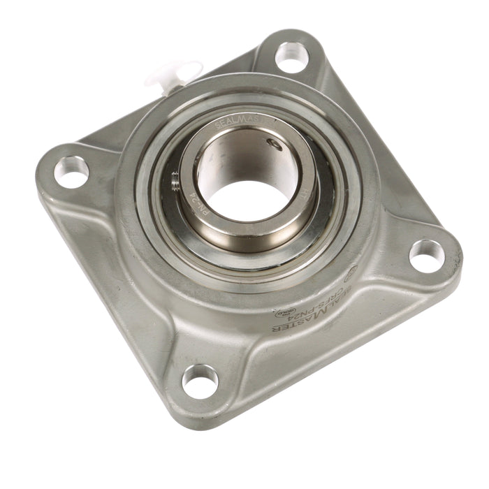 Sealmaster CRFS-PN24 Mounted Ball Bearings, Phosphorous Nickel Coated Bearing, 4 Bolt Flange Bearings, 1-1/2" Diameter, Stainless Steel Housing, Set Screw Locking, High Performance Seal (HPS), Wide Inner Race