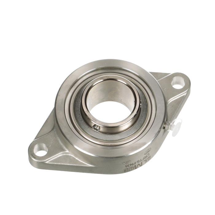 Sealmaster CRFTS-PN35 Mounted Ball Bearings, Phosphorous Nickel Coated Bearing, 2 Bolt Flange Bearings, 2-3/16" Diameter, Stainless Steel Housing, Set Screw Locking, High Performance Seal (HPS), Wide Inner Race