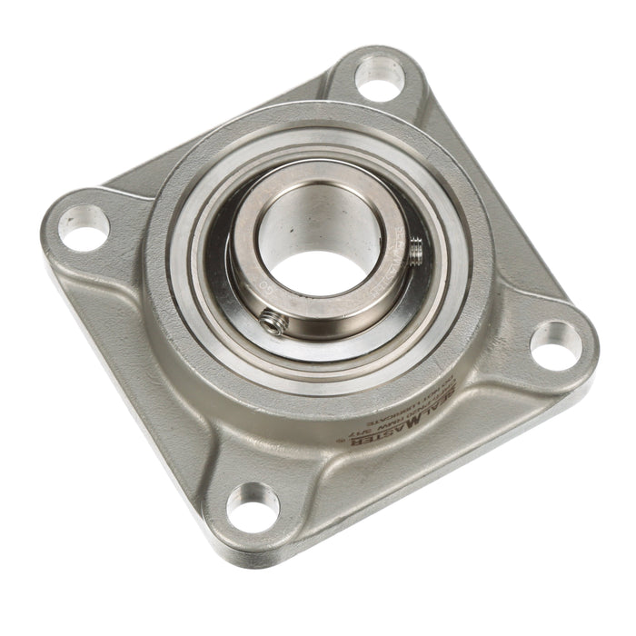 Sealmaster CRFS-PN20 RMW Mounted Ball Bearings, Phosphorous Nickel Coated Bearing, 4 Bolt Flange Bearings, 1-1/4" Diameter, Stainless Steel Housing, Set Screw Locking, High Performance Seal (HPS), Reduced Maintenance - Lubed for Life, Wide Inner Race