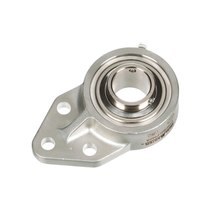 Sealmaster CRFBS-PN23 Mounted Ball Bearings, Phosphorous Nickel Coated Bearing, 3 Bolt Flange Bracket Bearings, 1-7/16" Diameter, Stainless Steel Housing, Set Screw Locking, High Performance Seal (HPS), Wide Inner Race