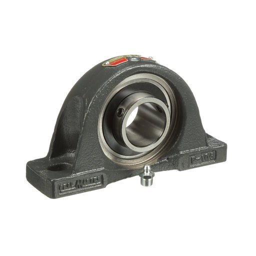 Sealmaster NPMH-23 Mounted Ball Bearings, Black Oxide Bearing, Pillow Block Bearings, 1-7/16" Diameter, Cast Iron Housing, Set Screw Locking, Felt Labyrinth Seal, Wide Inner Race