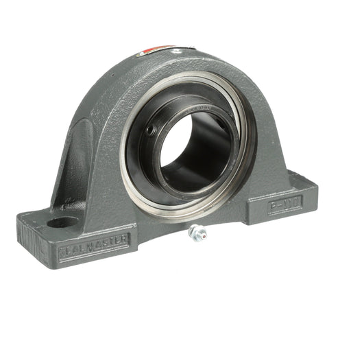 Sealmaster NPMH-35 Mounted Ball Bearings, Black Oxide Bearing, Pillow Block Bearings, 2-3/16" Diameter, Cast Iron Housing, Set Screw Locking, Felt Labyrinth Seal, Wide Inner Race