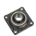 Sealmaster ESF-16 Mounted Ball Bearings, Black Oxide Bearing, 4 Bolt Flange Bearings, 1" Diameter, Cast Iron Housing, Set Screw Locking, Felt Labyrinth Seal, Wide Inner Race