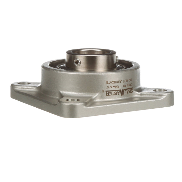 Sealmaster CRFS-PN210 RMW Mounted Ball Bearings, Phosphorous Nickel Coated Bearing, 4 Bolt Flange Bearings, 50mm Diameter, Stainless Steel Housing, Set Screw Locking, High Performance Seal (HPS), Reduced Maintenance - Lubed for Life, Wide Inner Race