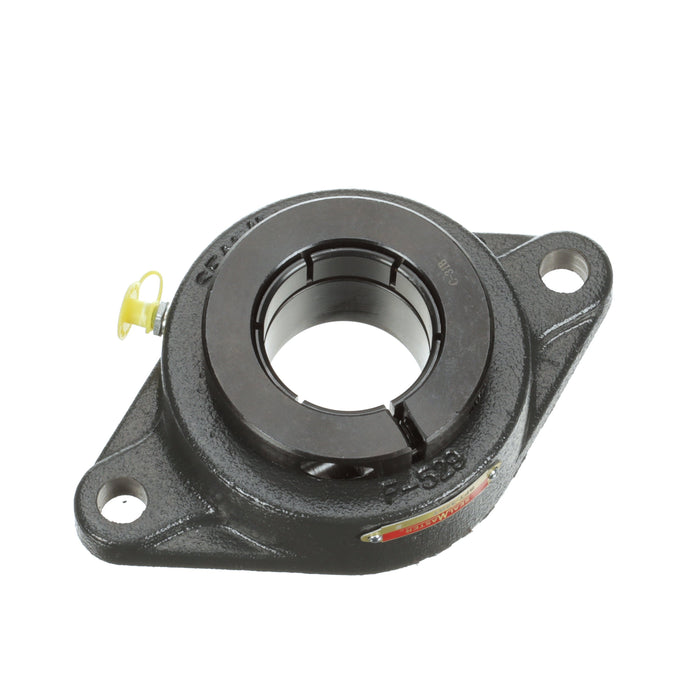 Sealmaster SFT-32RT Mounted Ball Bearings, Black Oxide Bearing, 2 Bolt Flange Bearings, 2" Diameter, Cast Iron Housing, Concentric Locking, Felt Labyrinth Seal, Wide Inner Race