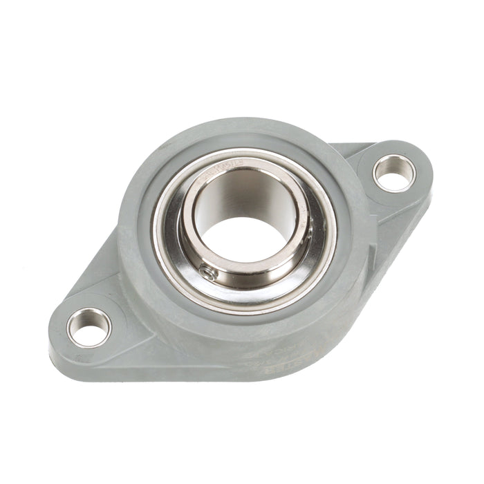 Sealmaster CRFTC-PN23 RMW Mounted Ball Bearings, Phosphorous Nickel Coated Bearing, 2 Bolt Flange Bearings, 1-7/16" Diameter, Thermoplastic Housing,  Set Screw Locking, High Performance Seal (HPS), Reduced Maintenance - Lubed for Life, Wide Inner Race