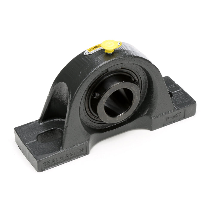 Sealmaster MP-39 DRT Mounted Ball Bearings, Black Oxide Bearing, Pillow Block Bearings, 2-7/16" Diameter, Cast Iron Housing, Set Screw Locking, Triple Lip Seal, High Contamination, Wide Inner Race