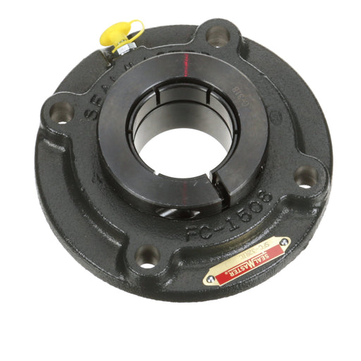 Sealmaster SFC-32RTC Mounted Ball Bearings, Black Oxide Bearing, 4 Bolt Piloted Flange Bearings, 2" Diameter, Cast Iron Housing, Concentric Locking, Contact Seal, Wide Inner Race