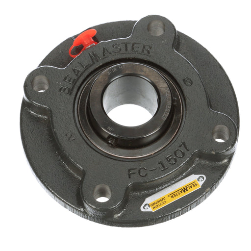 Sealmaster MFCH-24 HT Mounted Ball Bearings, Black Oxide Bearing, 4 Bolt Piloted Flange Bearings, 1-1/2" Diameter, Cast Iron Housing, Set Screw Locking, Nomex Seal, High Temperature Seal, High Temperature Grease, Wide Inner Race