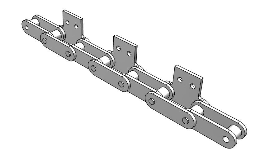 Roller Chain, ANSI Extended Pitch Attach, C2040 Pitch, Attachment Chain, 600 Stainless , 1" Pitch, 1 Strand, SA-2, E2LP
