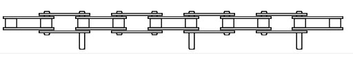 Roller Chain, ANSI Extended Pitch Attach, C2040 Pitch, Attachment Chain, Carbon Steel, 1" Pitch, 1 Strand, D-1, E3PIN