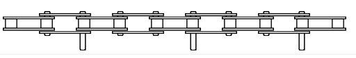 Roller Chain, ANSI Extended Pitch Attach, C2040 Pitch, Attachment Chain, Carbon Steel, 1" Pitch, 1 Strand, D-1, E3PIN