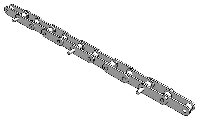 Roller Chain, ANSI Extended Pitch Attach, C2040 Pitch, Attachment Chain, 304 Stainless , 1" Pitch, 1 Strand, D-1, E4PIN