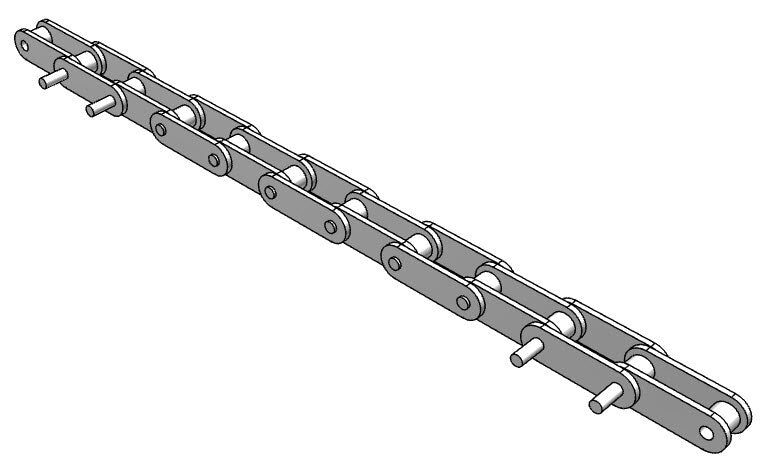 Roller Chain, ANSI Extended Pitch Attach, C2040 Pitch, Attachment Chain, 304 Stainless , 1" Pitch, 1 Strand, D-3, E8LP