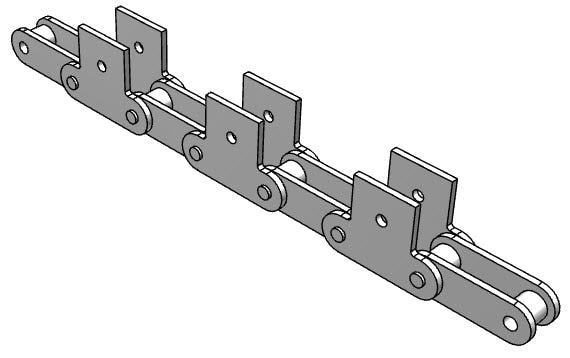 Roller Chain, ANSI Extended Pitch Attach, C2040 Pitch, Attachment Chain, 304 Stainless , 1" Pitch, 1 Strand, SK-1, E2LP