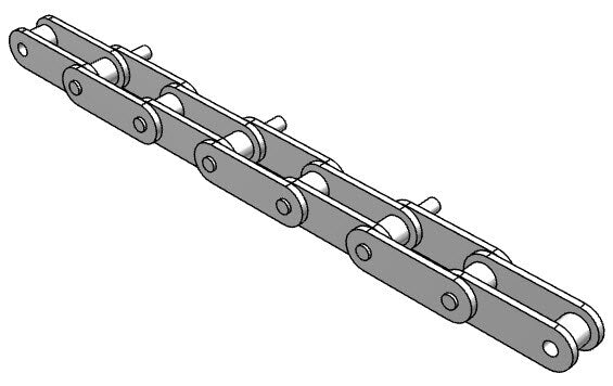 Roller Chain, ANSI Extended Pitch Attach, C2040 Pitch, Attachment Chain, 304 Stainless , 1" Pitch, 1 Strand, D-1, E2PIN