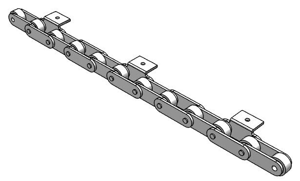 Roller Chain, ANSI Extended Pitch Attach, C2042 Pitch, Attachment Chain, 600 Stainless , 1" Pitch, 1 Strand, A-1, E4LP
