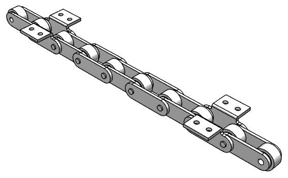 Roller Chain, ANSI Extended Pitch Attach, C2042 Pitch, Attachment Chain, 600 Stainless , 1" Pitch, 1 Strand, K-2, E6LP