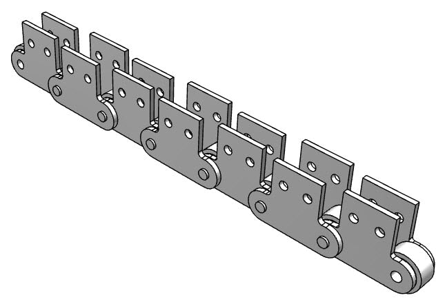 Roller Chain, ANSI Extended Pitch Attach, C2042 Pitch, Attachment Chain, 600 Stainless , 1" Pitch, 1 Strand, SK-2, EL