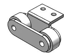 Roller Chain, ANSI Extended Pitch Attach, C2042 Pitch, Part, 304 Stainless , 1" Pitch, 1 Strand, A-2, 
