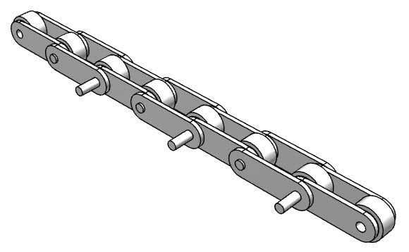 Roller Chain, ANSI Extended Pitch Attach, C2042 Pitch, Attachment Chain, 304 Stainless , 1" Pitch, 1 Strand, D-1, E2PIN