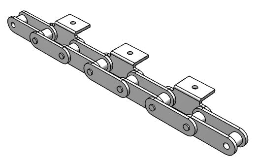 Roller Chain, ANSI Extended Pitch Attach, C2050 Pitch, Attachment Chain, Carbon Steel, 1-1/4" Pitch, 1 Strand, A-1, E2LP