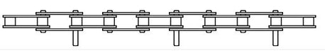 Roller Chain, ANSI Extended Pitch Attach, C2050 Pitch, Attachment Chain, Carbon Steel, 1-1/4" Pitch, 1 Strand, D-1, E3PIN