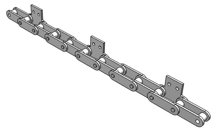 Roller Chain, ANSI Extended Pitch Attach, C2050 Pitch, Attachment Chain, Carbon Steel, 1-1/4" Pitch, 1 Strand, SA-2, E4LP