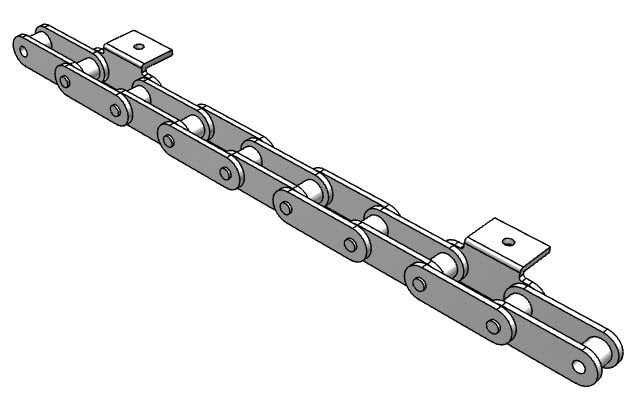 Roller Chain, ANSI Extended Pitch Attach, C2050 Pitch, Attachment Chain, 304 Stainless , 1-1/4" Pitch, 1 Strand, A-1, E6LP