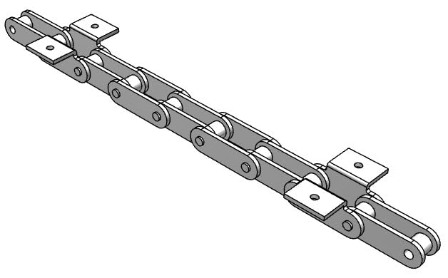 Roller Chain, ANSI Extended Pitch Attach, C2050 Pitch, Attachment Chain, 304 Stainless , 1-1/4" Pitch, 1 Strand, K-1, E6LP