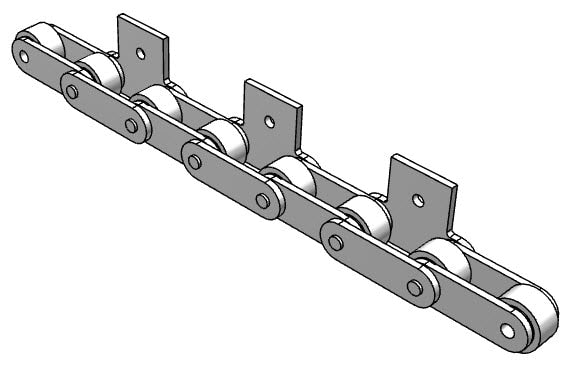 Roller Chain, ANSI Extended Pitch Attach, C2050 Pitch, Attachment Chain, 304 Stainless , 1-1/4" Pitch, 1 Strand, SA-1, E2LP