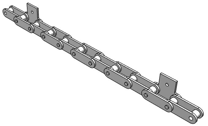 Roller Chain, ANSI Extended Pitch Attach, C2050 Pitch, Attachment Chain, 304 Stainless , 1-1/4" Pitch, 1 Strand, SA-1, E8LP