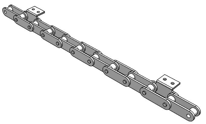 Roller Chain, ANSI Extended Pitch Attach, C2050 Pitch, Attachment Chain, 304 Stainless , 1-1/4" Pitch, 1 Strand, A-2, E8LP